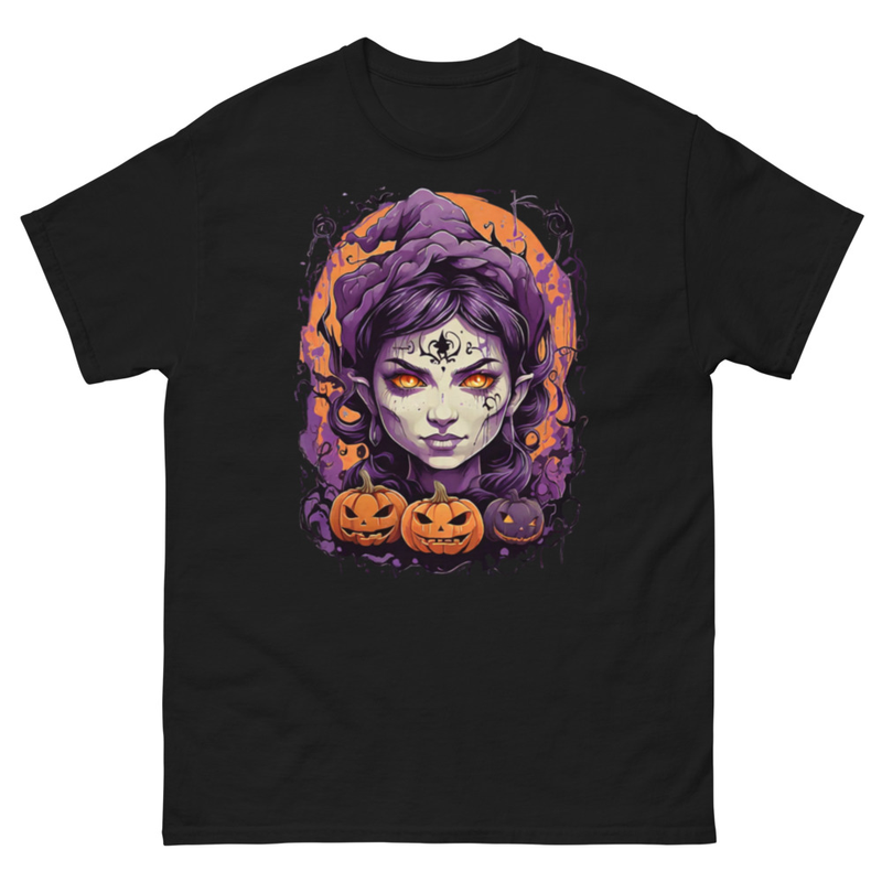 Mens Classic Tee Witch Face Evil Inside Pumpkin T-shirt Halloween Art Clothes