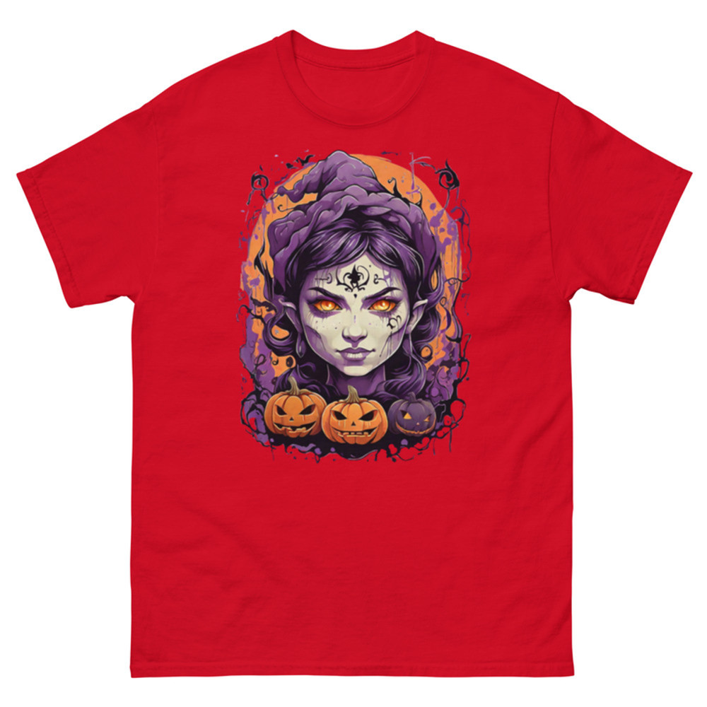 Mens Classic Tee Witch Face Evil Inside Pumpkin T-shirt Halloween Art Clothes