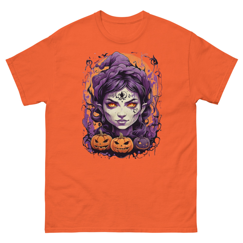 Mens Classic Tee Witch Face Evil Inside Pumpkin T-shirt Halloween Art Clothes