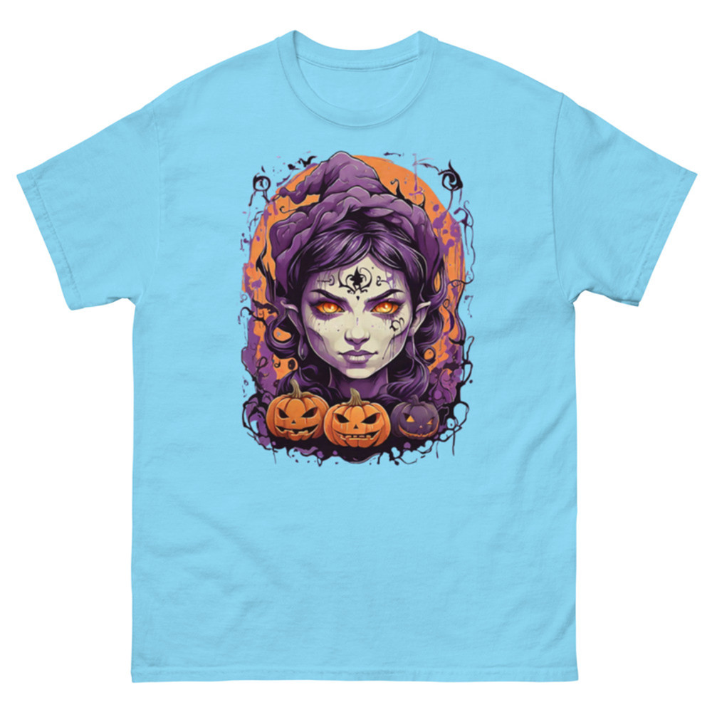 Mens Classic Tee Witch Face Evil Inside Pumpkin T-shirt Halloween Art Clothes