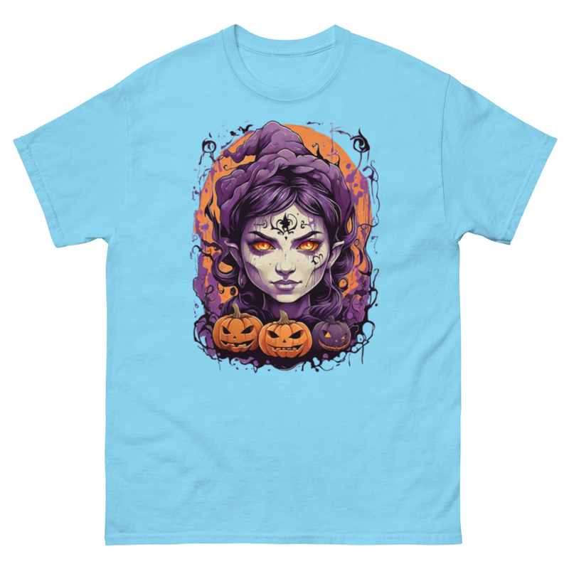 Mens Classic Tee Witch Face Evil Inside Pumpkin T-shirt Halloween Art Clothes
