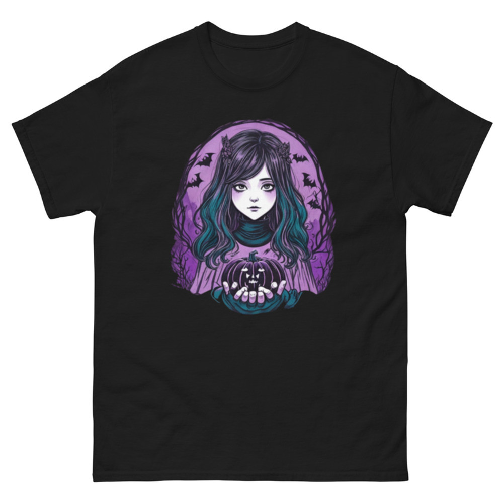 Mens Classic Tee Witch Face Evil Inside Pumpkin T-shirt Halloween Art Clothes