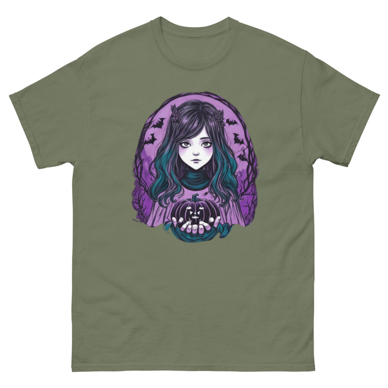 Mens Classic Tee Witch Face Evil Inside Pumpkin T-shirt Halloween Art Clothes