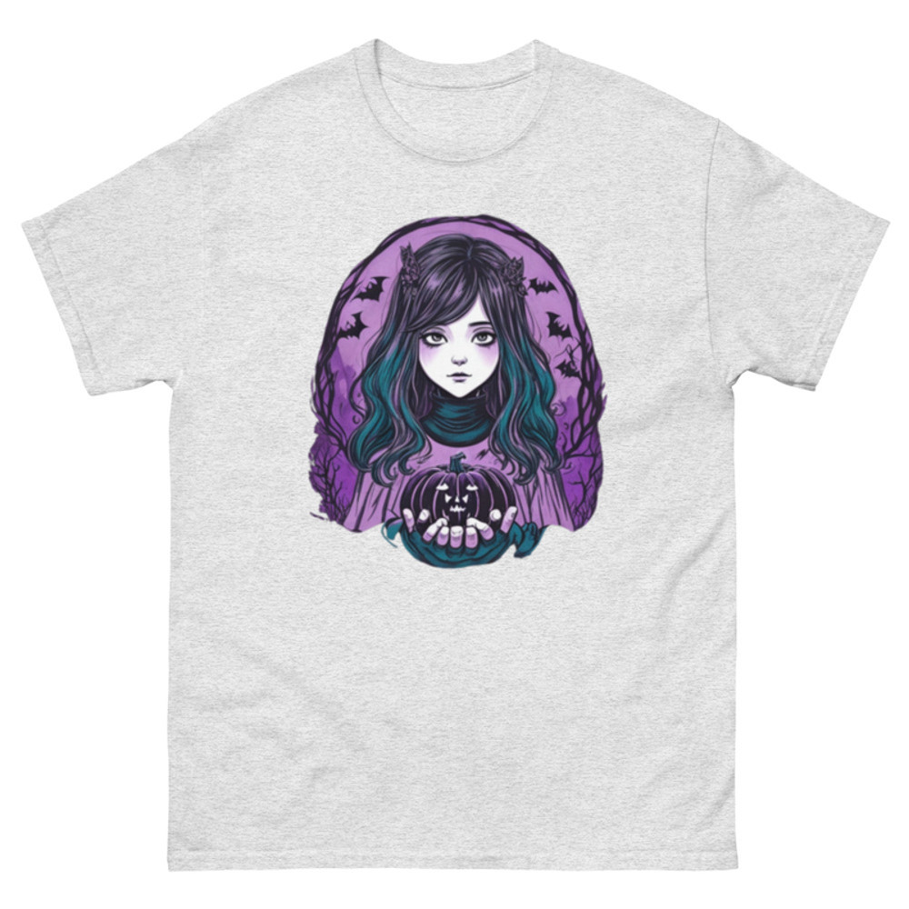 Mens Classic Tee Witch Face Evil Inside Pumpkin T-shirt Halloween Art Clothes