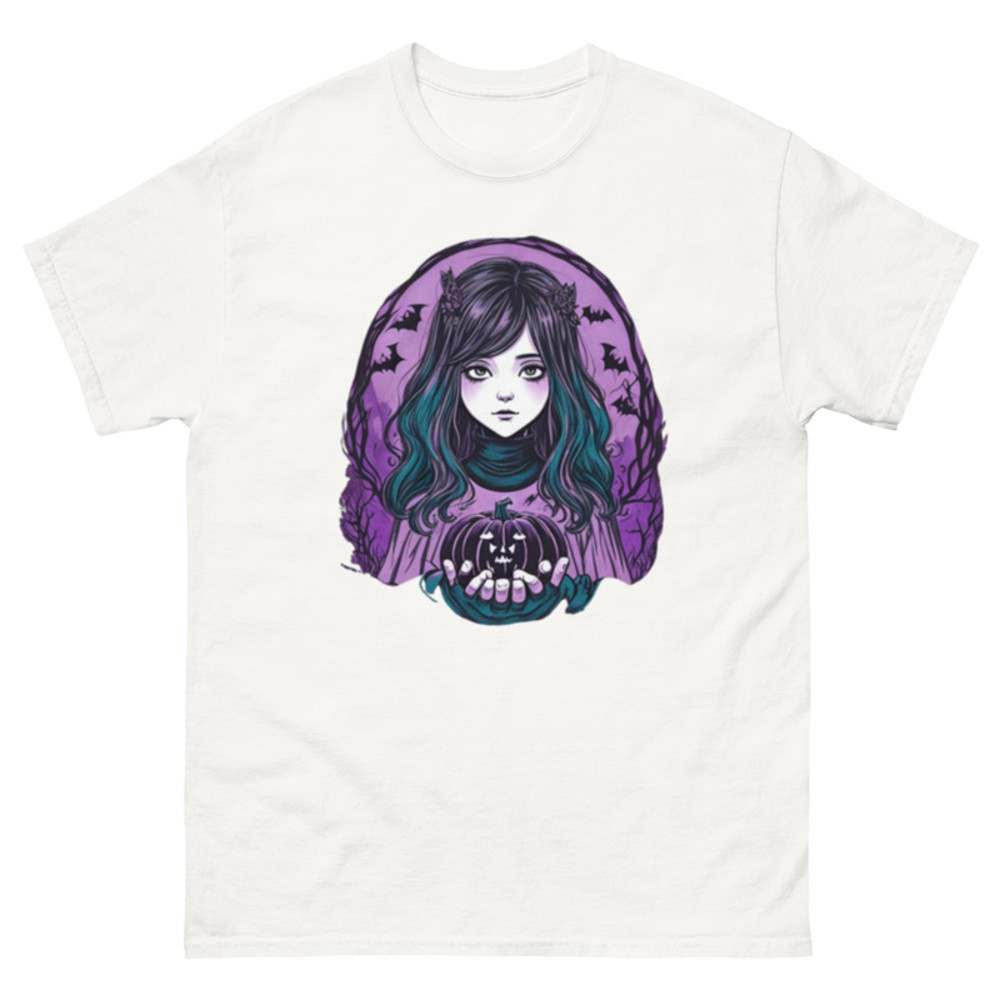 Mens Classic Tee Witch Face Evil Inside Pumpkin T-shirt Halloween Art Clothes