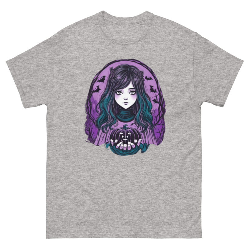 Mens Classic Tee Witch Face Evil Inside Pumpkin T-shirt Halloween Art Clothes
