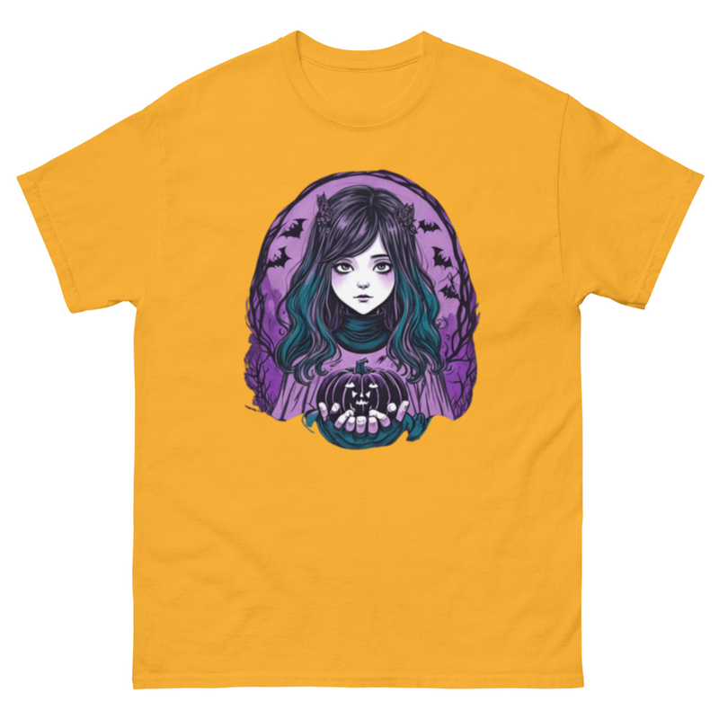 Mens Classic Tee Witch Face Evil Inside Pumpkin T-shirt Halloween Art Clothes