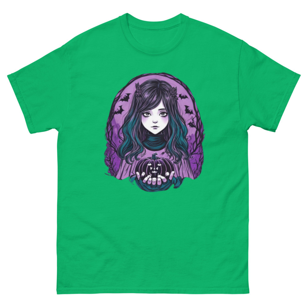 Mens Classic Tee Witch Face Evil Inside Pumpkin T-shirt Halloween Art Clothes