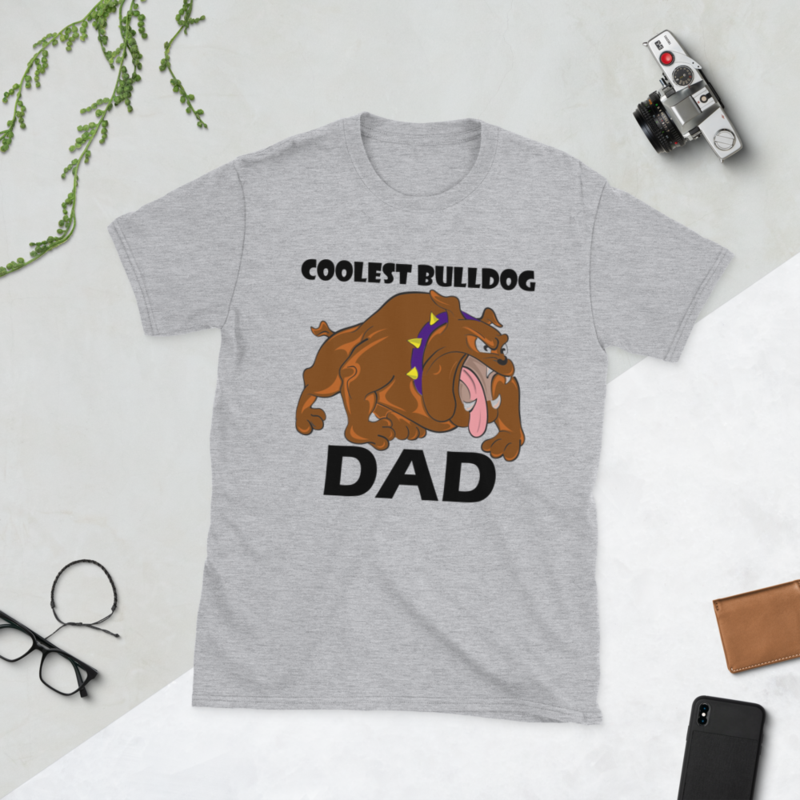 Coolest Bulldog Dad Funny Bulldog Dog Lover Gift Short-Sleeve Unisex T-Shirt
