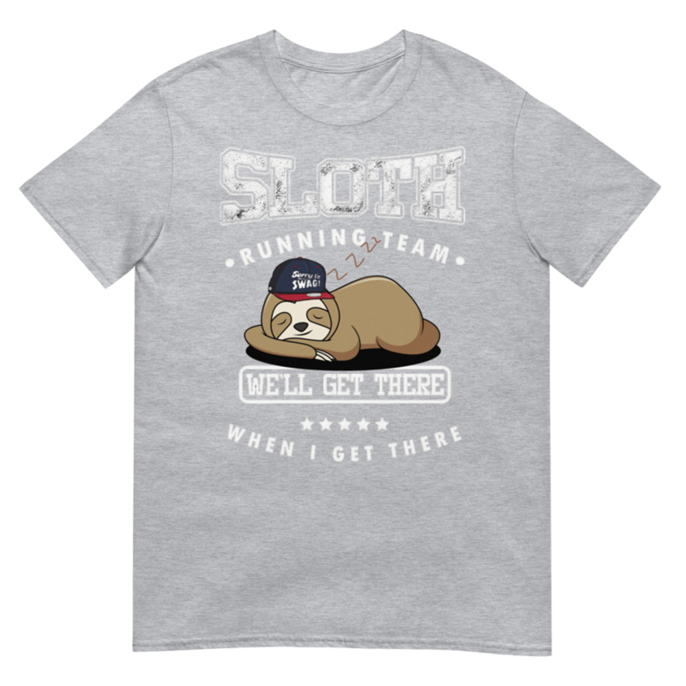 Sloth Running Team Sport GYM Activity Funny Parody Pet Lovers T-shirt Cool Gift Top Tee Short-Sleeve Unisex T-Shirt