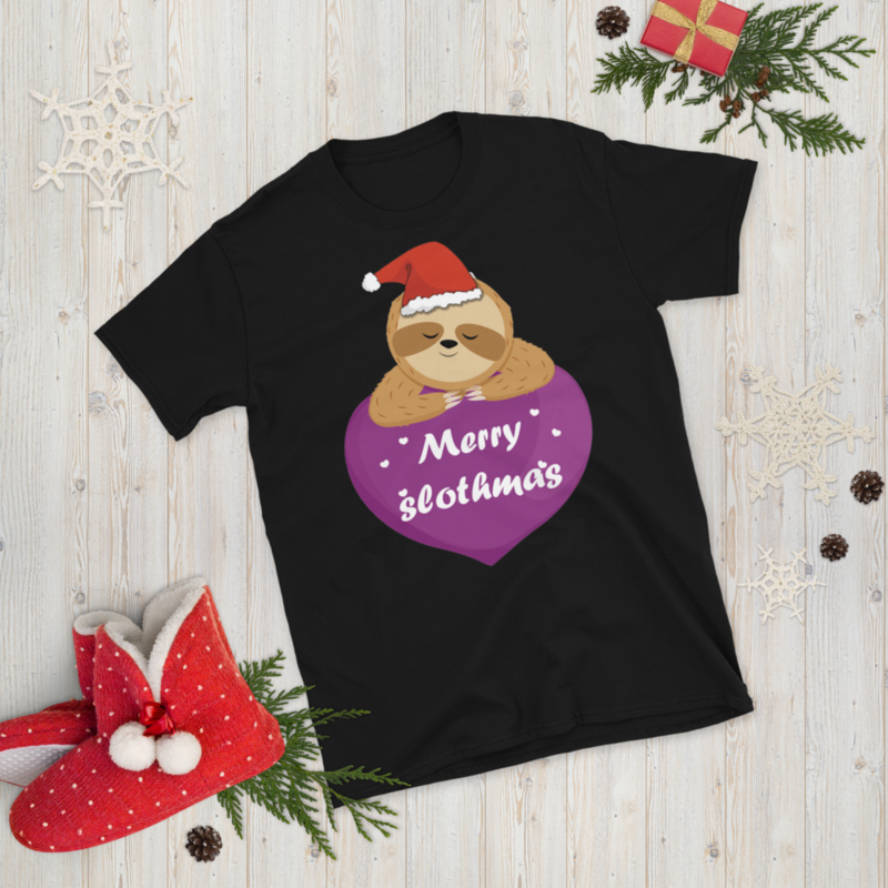 merry slothmas cute sloth tshirt Short-Sleeve Unisex T-Shirt