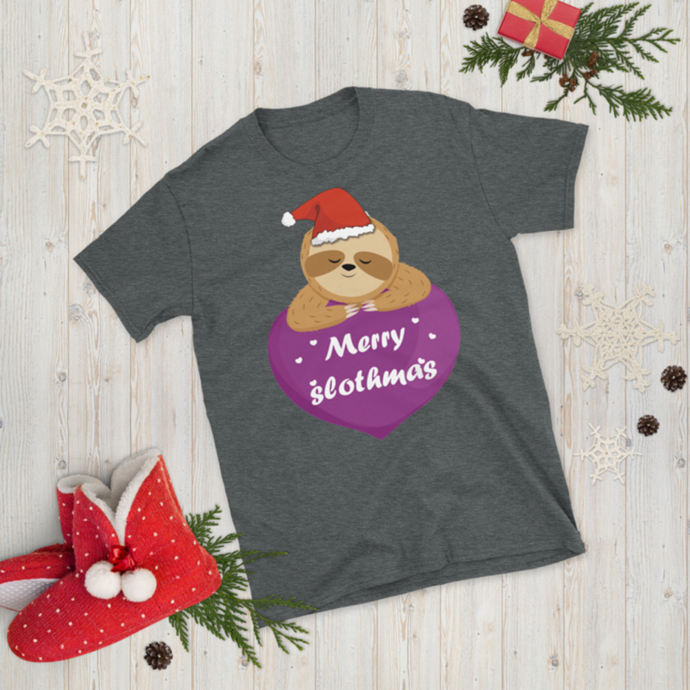 merry slothmas cute sloth tshirt Short-Sleeve Unisex T-Shirt