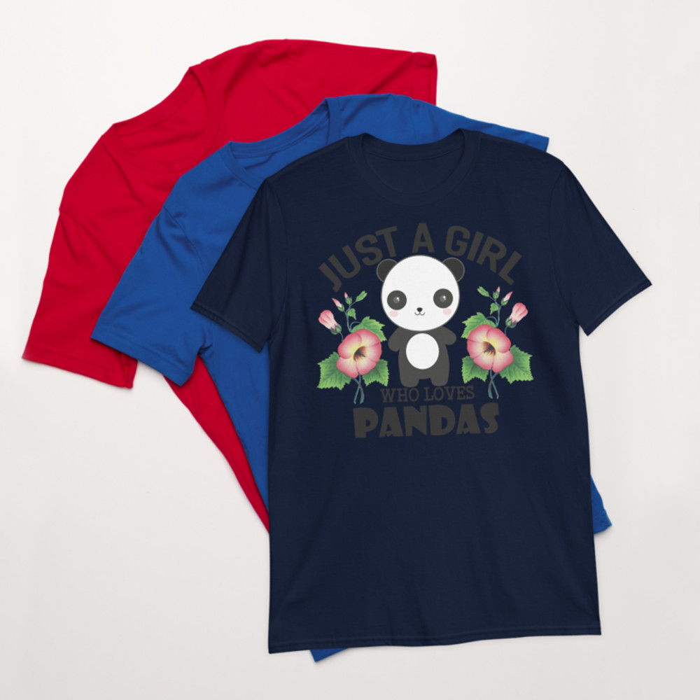 Just Girl Who Loves Pandas - Cute Kawaii Panda Lover Short-Sleeve Unisex T-Shirt
