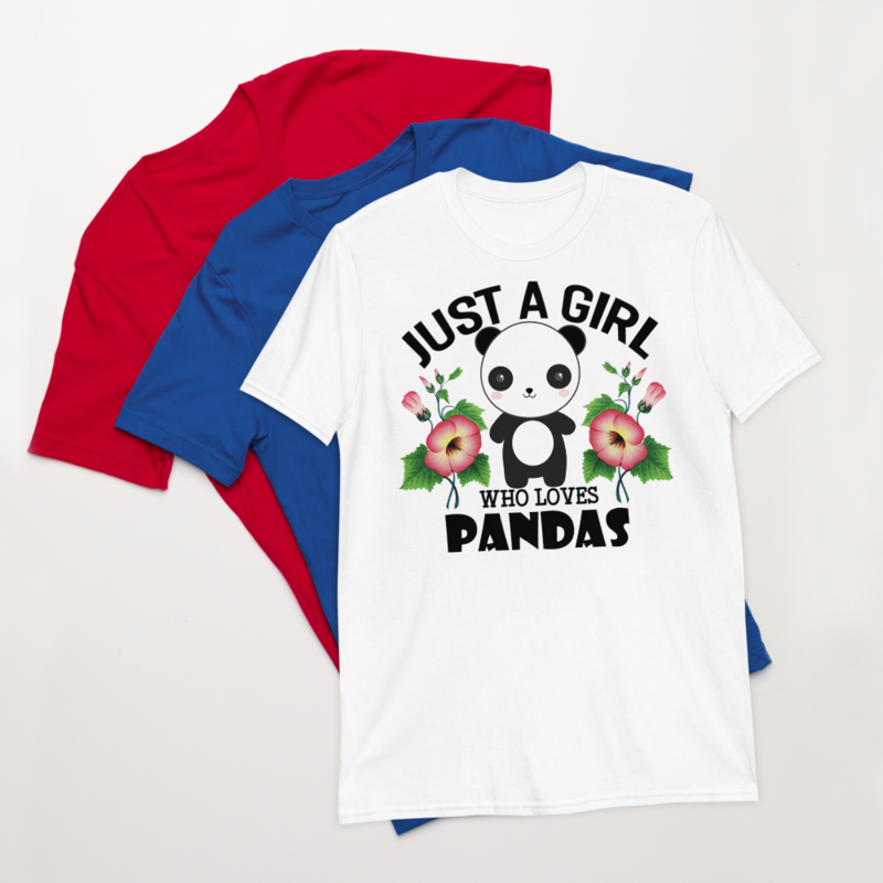 Just Girl Who Loves Pandas - Cute Kawaii Panda Lover Short-Sleeve Unisex T-Shirt