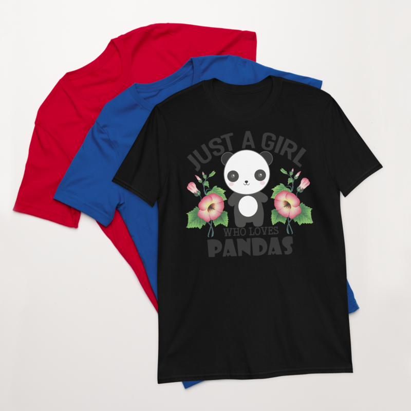 Just Girl Who Loves Pandas - Cute Kawaii Panda Lover Short-Sleeve Unisex T-Shirt