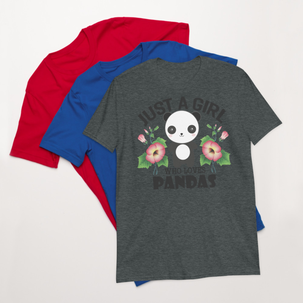Just Girl Who Loves Pandas - Cute Kawaii Panda Lover Short-Sleeve Unisex T-Shirt