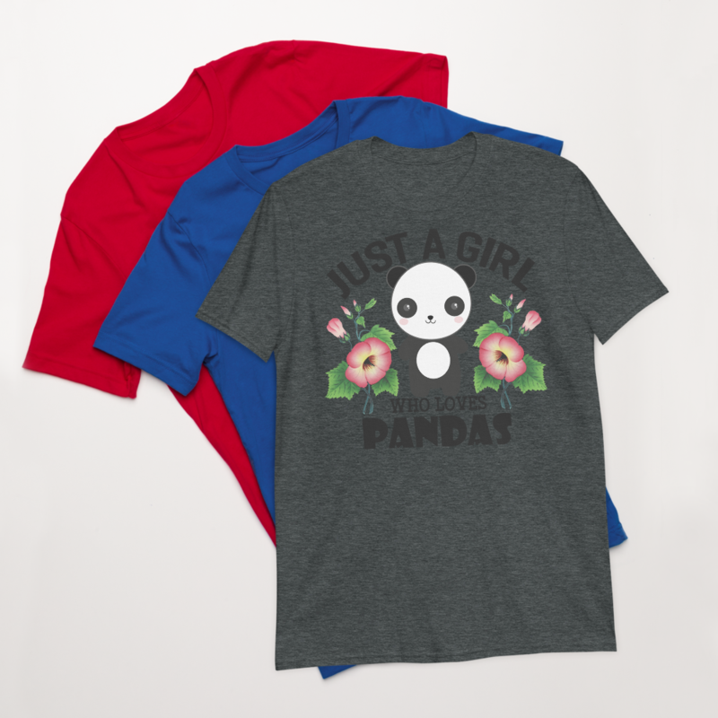 Just Girl Who Loves Pandas - Cute Kawaii Panda Lover Short-Sleeve Unisex T-Shirt