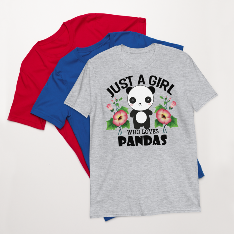 Just Girl Who Loves Pandas - Cute Kawaii Panda Lover Short-Sleeve Unisex T-Shirt