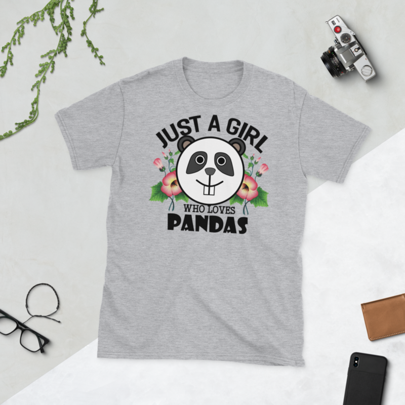 Just Girl Who Loves Pandas - Cute Kawaii Panda Lover Short-Sleeve Unisex T-Shirt