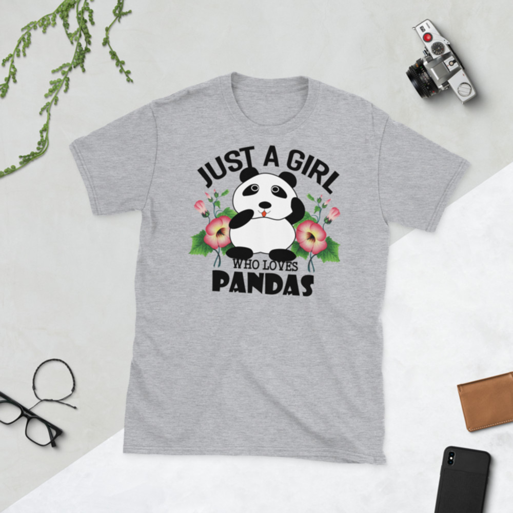 Just Girl Who Loves Pandas - Cute Kawaii Panda Lover Short-Sleeve Unisex T-Shirt