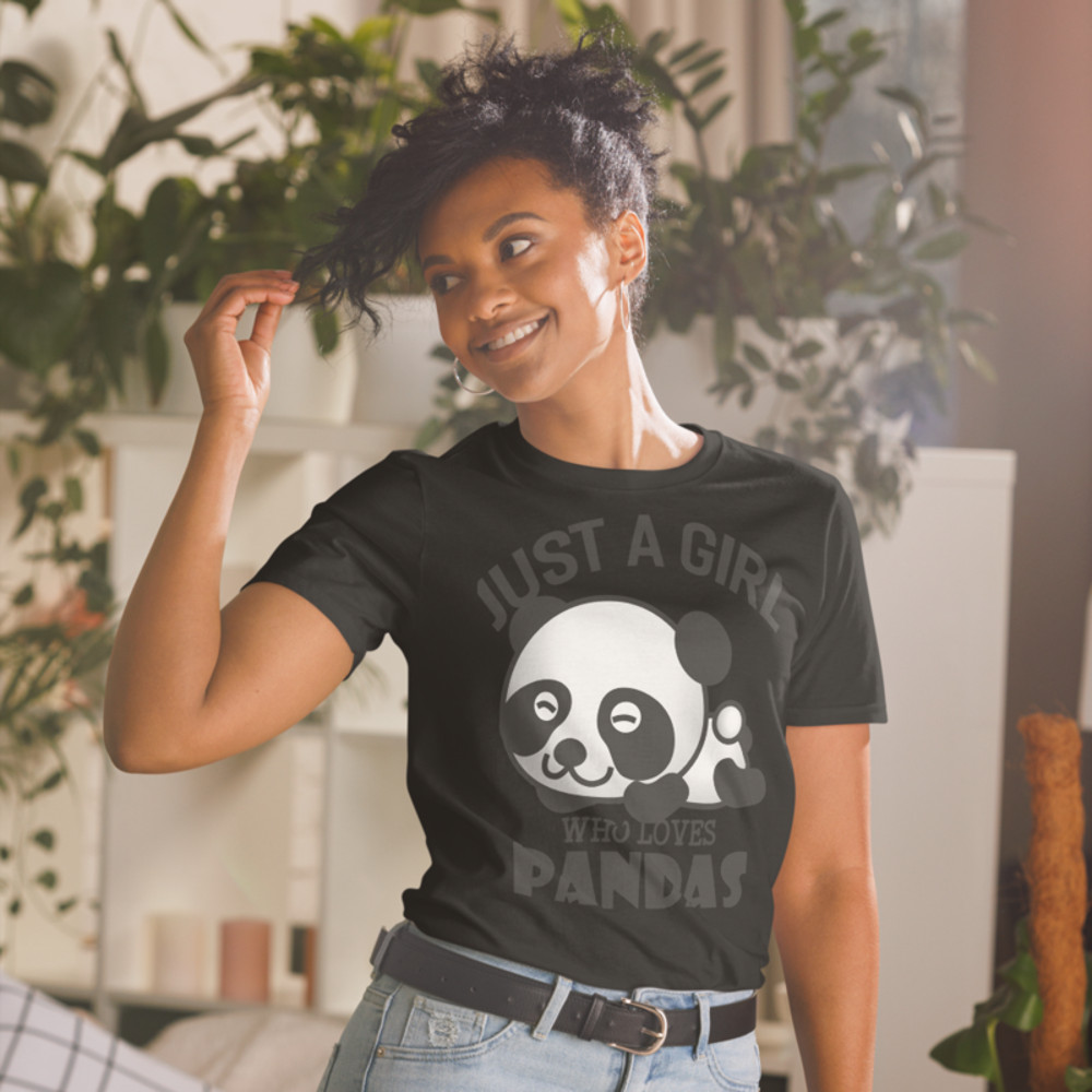 Just Girl Who Loves Pandas - Cute Kawaii Panda Lover Short-Sleeve Unisex T-Shirt