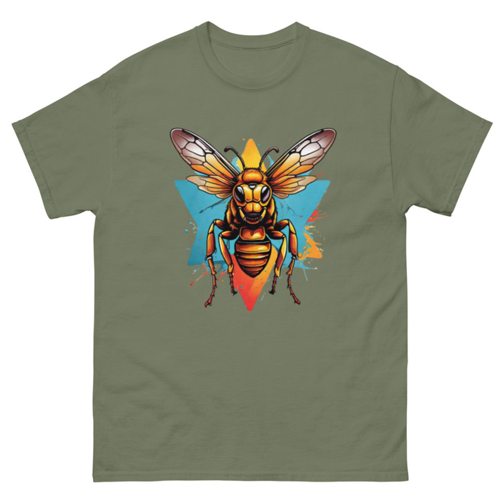 Mens Classic Tee Hornet in Action Shot Art T-shirt Colorful Illustration Clothes