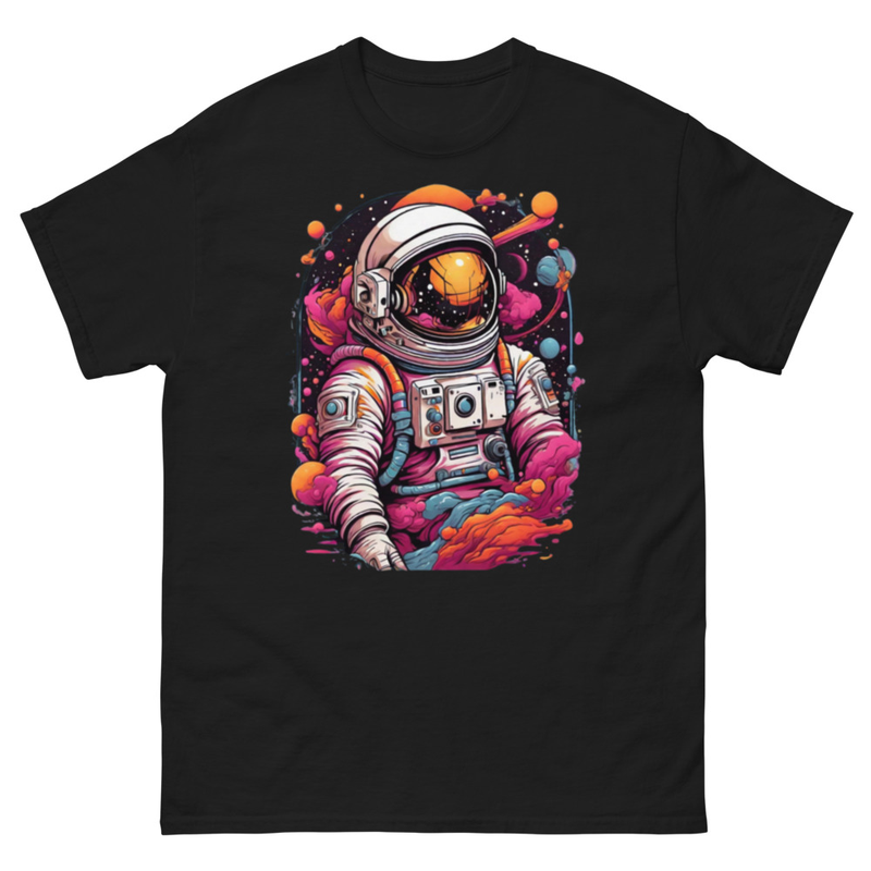 Mens Classic Tee Astronaut Lost in Galaxy Art T-shirt Colorful Graffiti Clothes