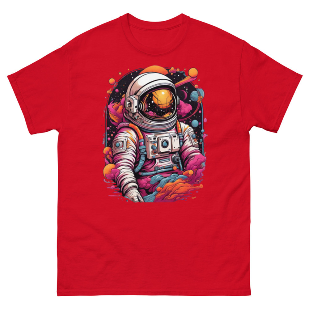 Mens Classic Tee Astronaut Lost in Galaxy Art T-shirt Colorful Graffiti Clothes