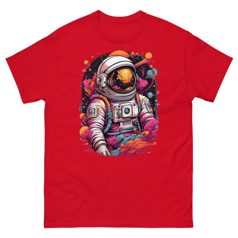 Mens Classic Tee Astronaut Lost in Galaxy Art T-shirt Colorful Graffiti Clothes