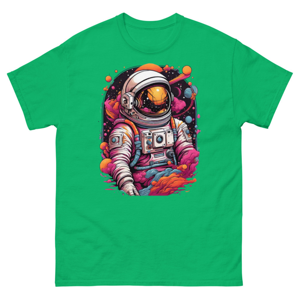 Mens Classic Tee Astronaut Lost in Galaxy Art T-shirt Colorful Graffiti Clothes