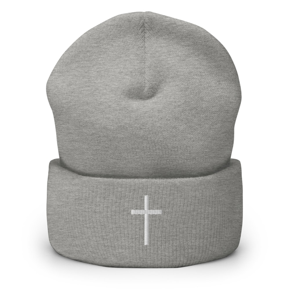 Embroidered cross knit beanie | fall beanie | cross embroidered beanie | Christian beanie | christianity