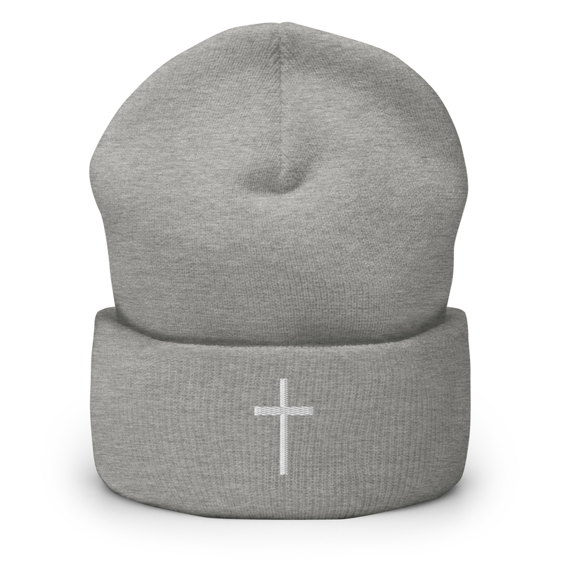 Embroidered cross knit beanie | fall beanie | cross embroidered beanie | Christian beanie | christianity