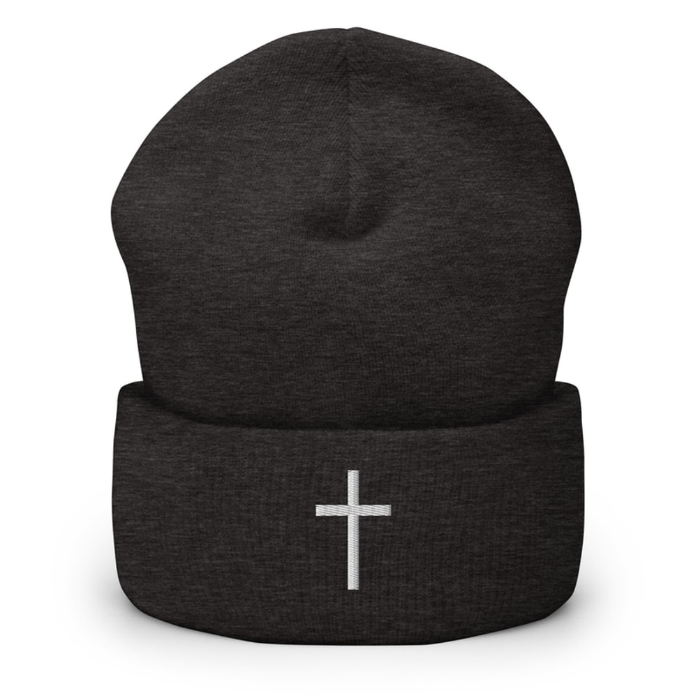 Embroidered cross knit beanie | fall beanie | cross embroidered beanie | Christian beanie | christianity