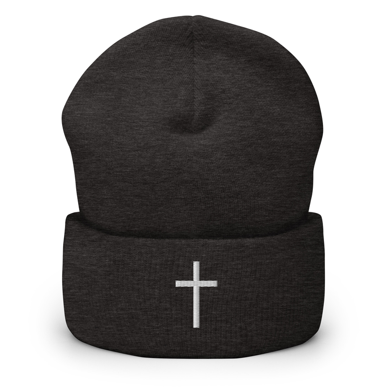 Embroidered cross knit beanie | fall beanie | cross embroidered beanie | Christian beanie | christianity