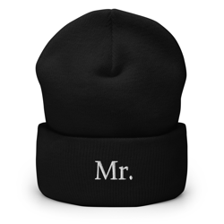 mr. embroidered beanie | custom wedding gift | personalized engagement gifts | his and hers beanies | caps | his hats
