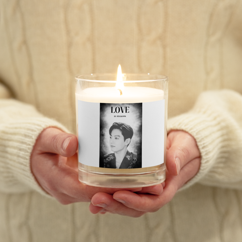 Jk love.jungkook bts.jungkook bunny Glass jar soy wax candle