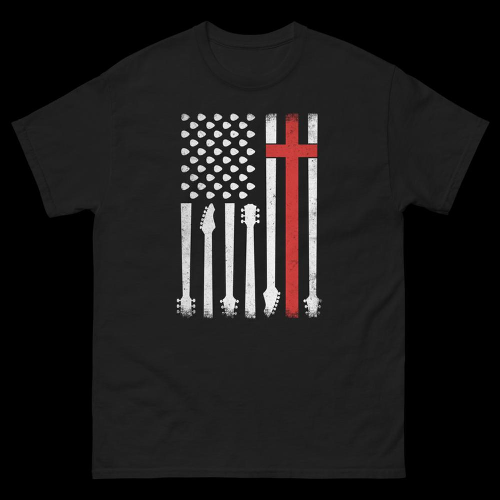 Vintage Guitar Christian American Flag