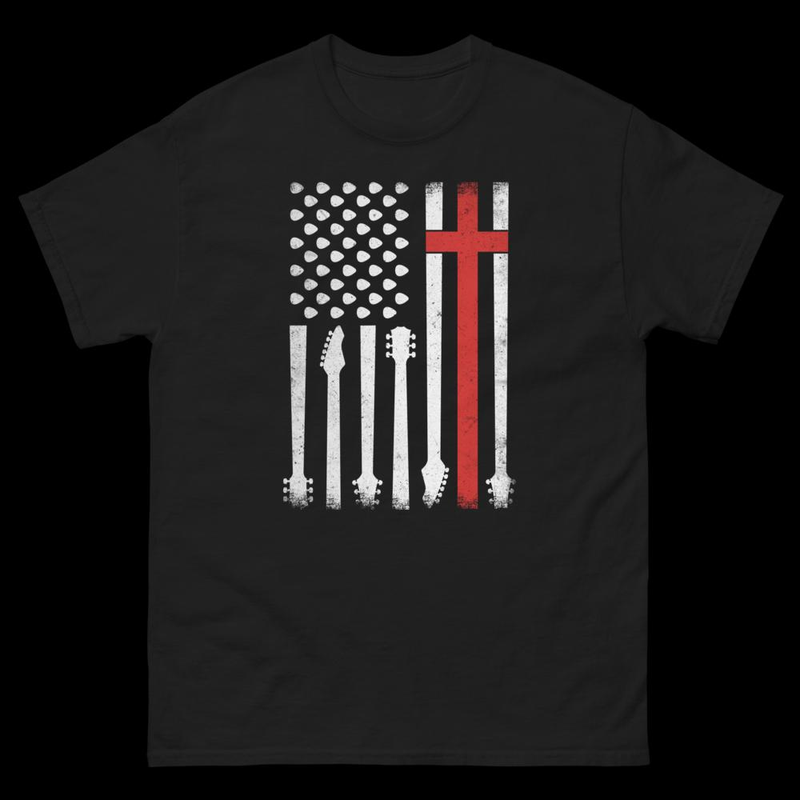 Vintage Guitar Christian American Flag