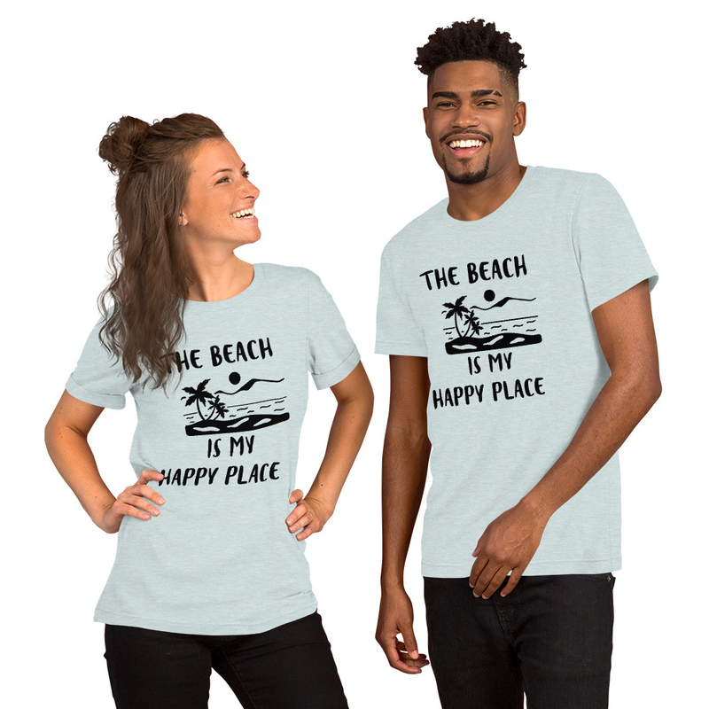 'The Beach is My Happy Place' Printed T-Shirt in Variety of Pastel Colors