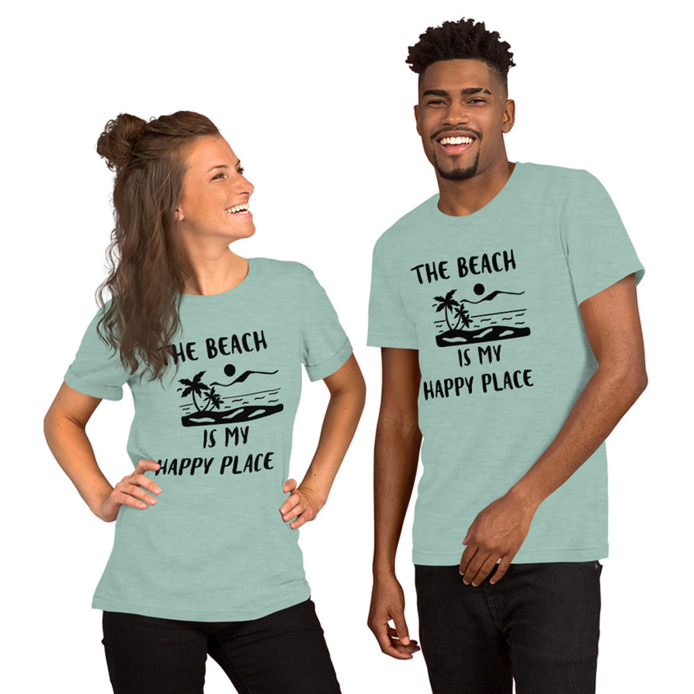 'The Beach is My Happy Place' Printed T-Shirt in Variety of Pastel Colors