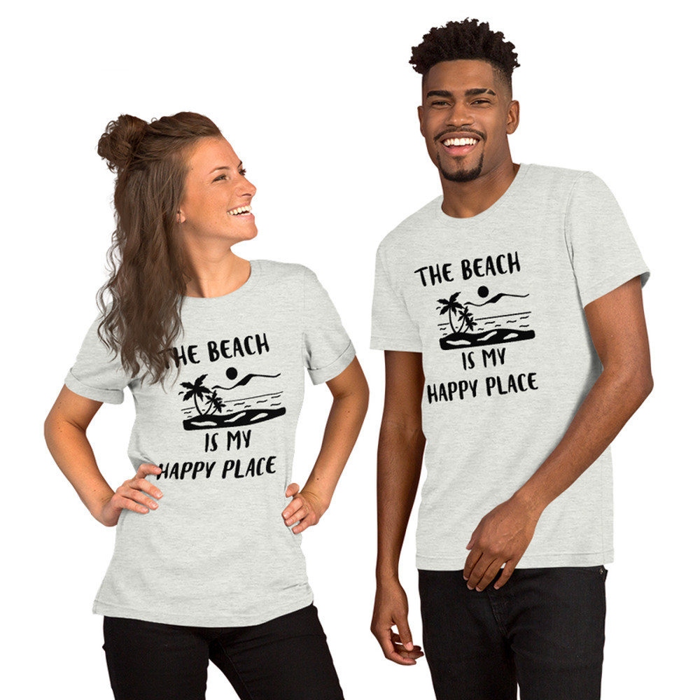 'The Beach is My Happy Place' Printed T-Shirt in Variety of Pastel Colors