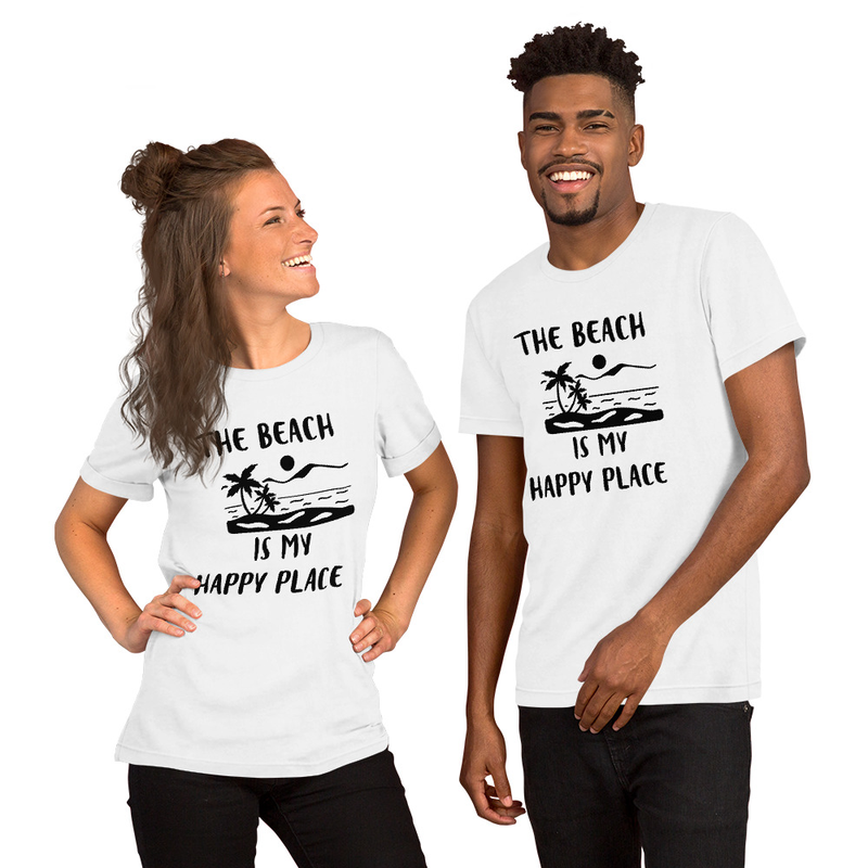'The Beach is My Happy Place' Printed T-Shirt in Variety of Pastel Colors