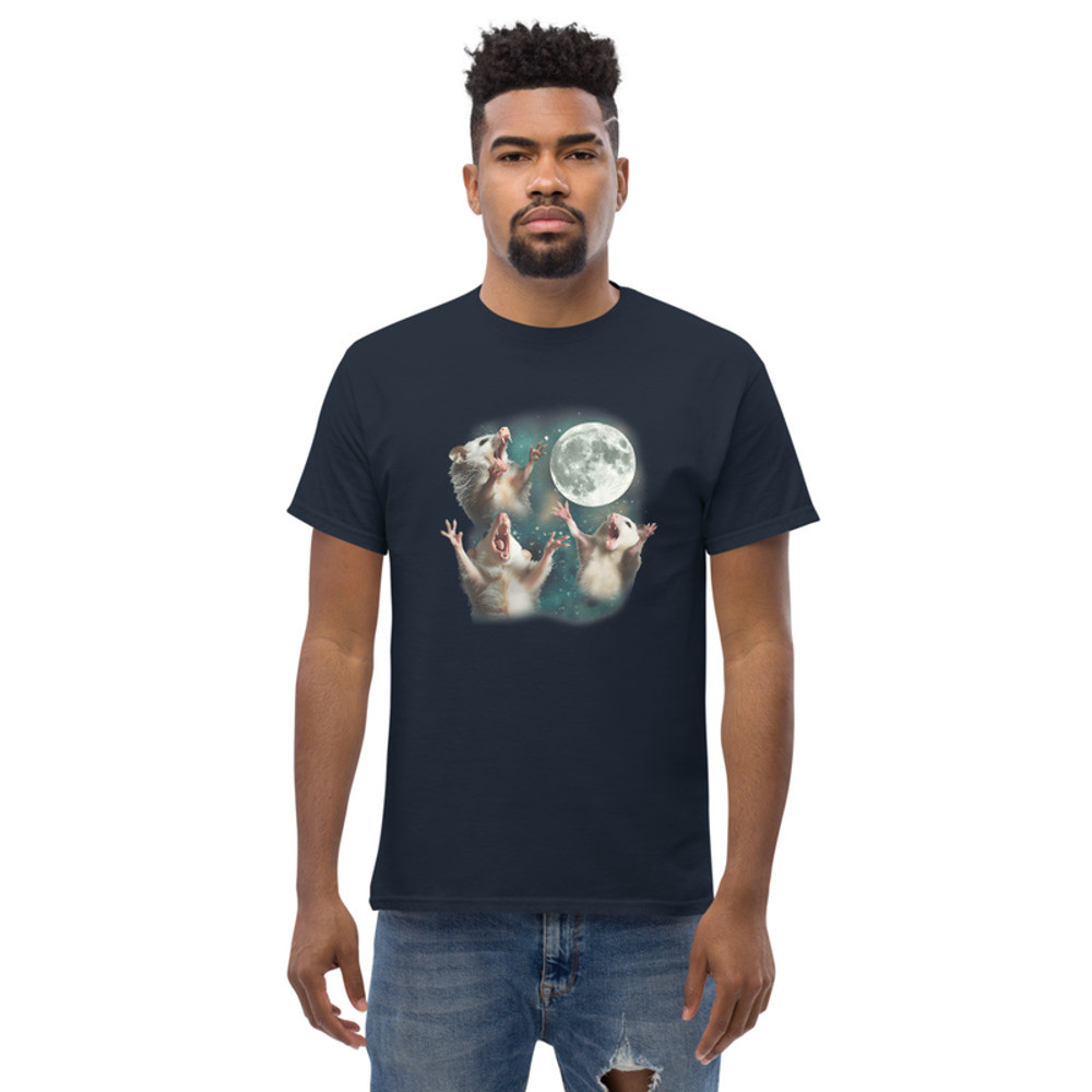 Three Possum Moon | 3 Opossum Funny Weird Cursed Meme Unisex T-Shirt