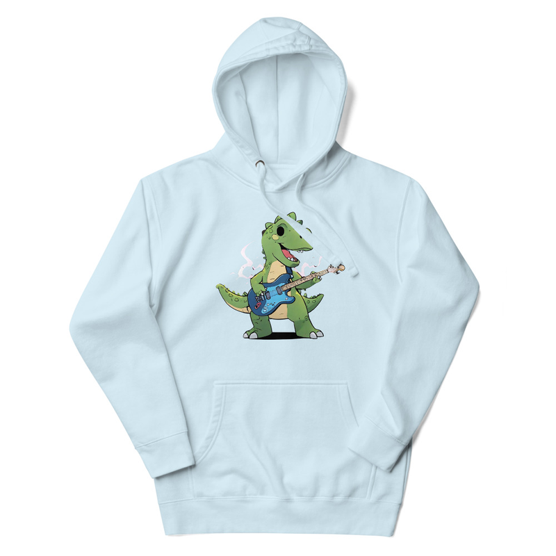 An Animestyle Dinosaur Playing An Electric Guitar Unisex Hoodie 10