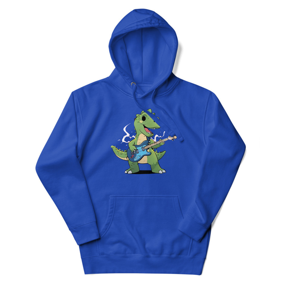 An Animestyle Dinosaur Playing An Electric Guitar Unisex Hoodie 4