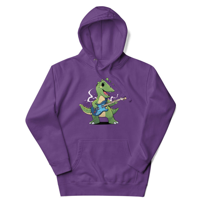 An Animestyle Dinosaur Playing An Electric Guitar Unisex Hoodie 5