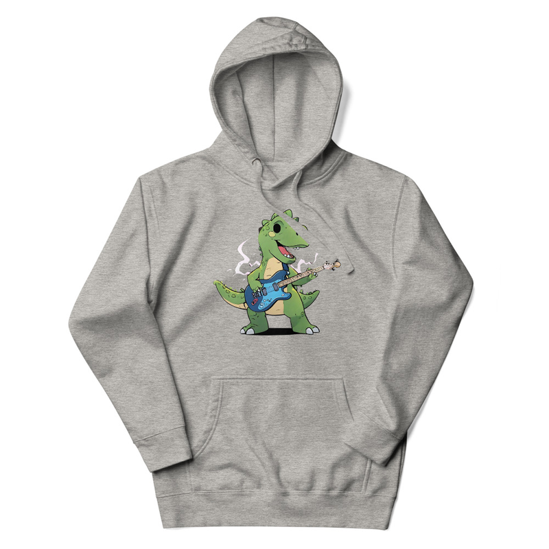 An Animestyle Dinosaur Playing An Electric Guitar Unisex Hoodie 9