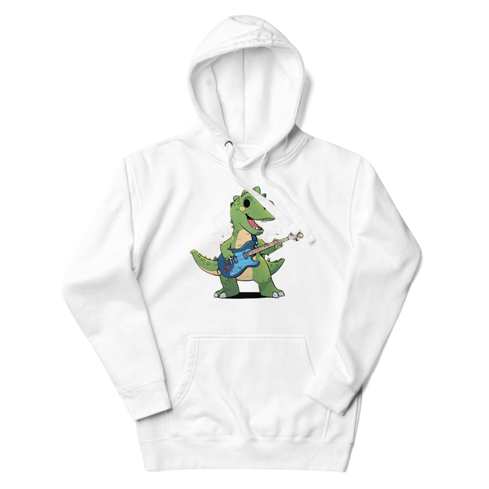 An Animestyle Dinosaur Playing An Electric Guitar Unisex Hoodie 11