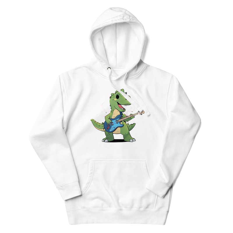 An Animestyle Dinosaur Playing An Electric Guitar Unisex Hoodie 11
