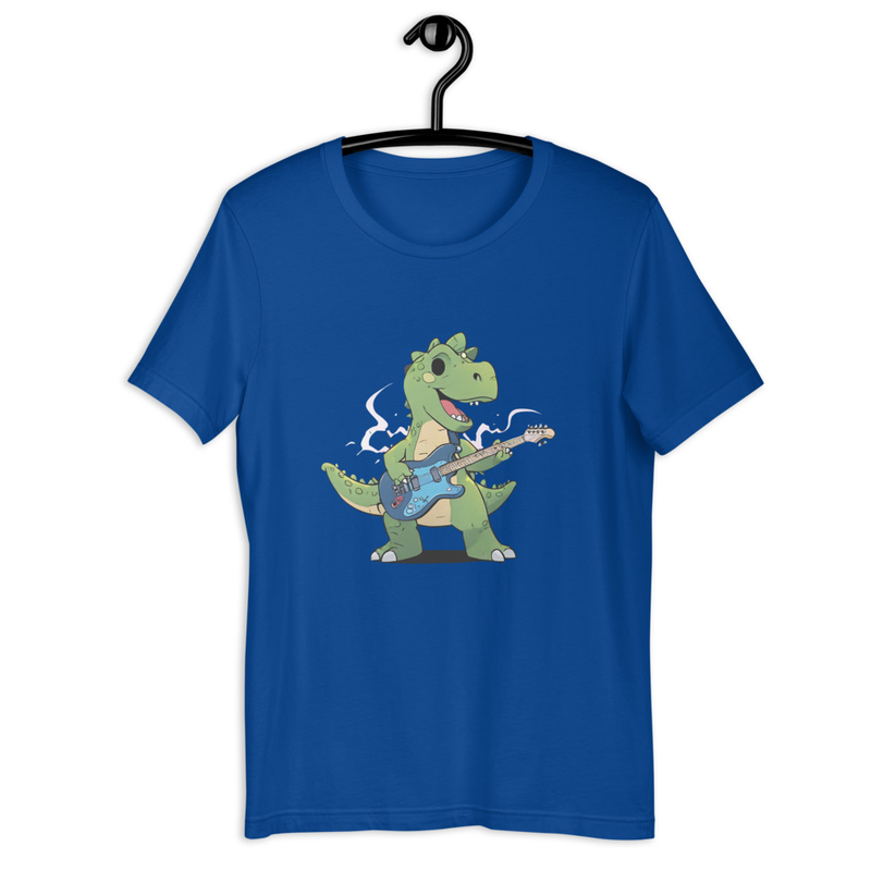 Dinosaur Playing An Electric Guitar Unisex Tshirt 4